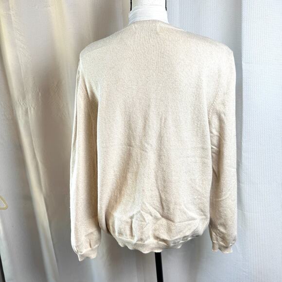Alfred Dunner Embroidered Beaded Beige Fall Floral Cable Knit Womens XL Sweater - Picture 8 of 8